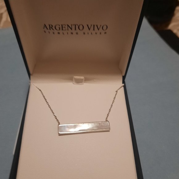 NWOT Argento Vivo Silver/Stone Bar Necklace - Picture 1 of 4